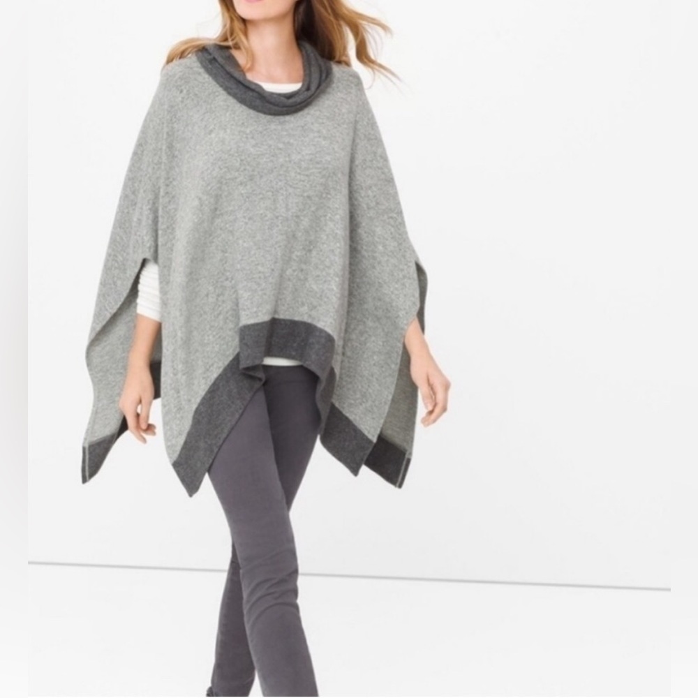 WHBM Gray Cowl Neck Poncho Size Large